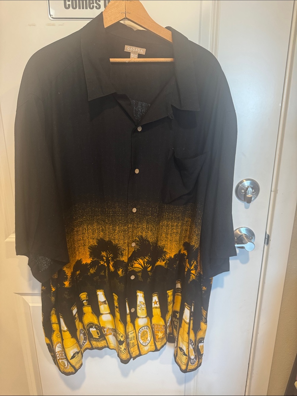 George Black & Yellow Palm Tree & Beer BottleHAWAIIAN shirt